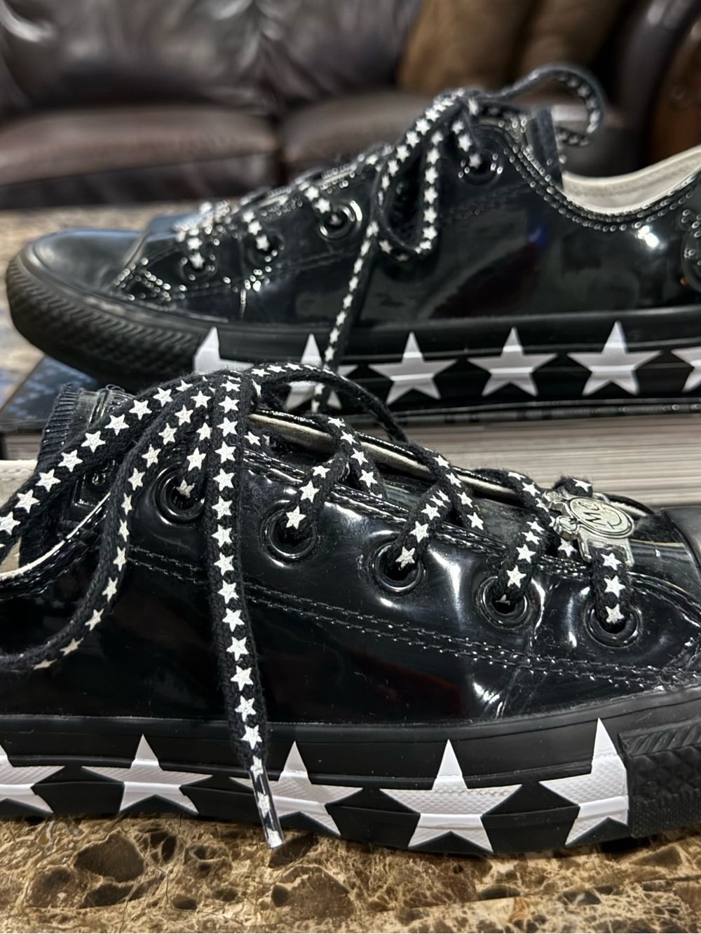 Converse x Miley Cyrus Chuck Taylor Ox Black Patent Star Sneakers Women’s 6